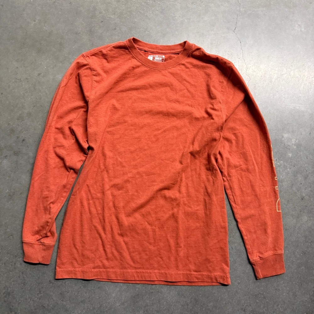 Carhartt Mens Loose Fit Long Sleeve Logo Graphic T-Shirt Orange Small